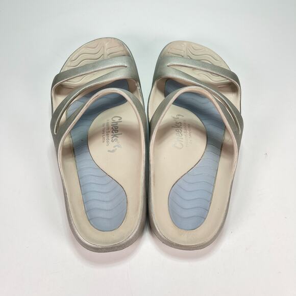 Cheeks Health Sandals by Tony Little Silver Comfort Arch Support Women’s Size 9 - Picture 6 of 10
